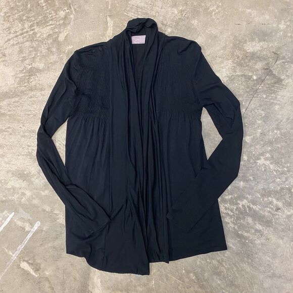 Romeo & Juliet Couture Draped Smocked Cardigan Top Womens Sz S Black - Picture 7 of 13